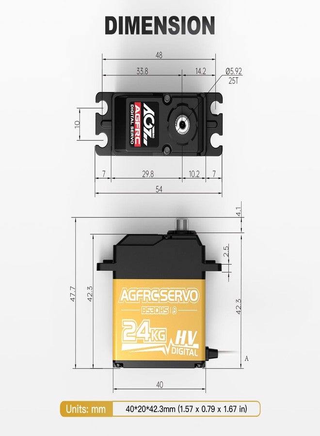 AGFRC 24KG Digital High Torque Servo Programmable Metal Gear Steering Servo for 1/10 RC Car Truck Crawler, 180 ° (B53DHS) - Image 4